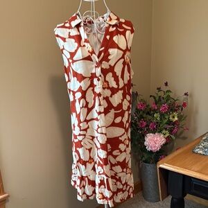 London Times Floral Sleeveless Dress - Rust and White